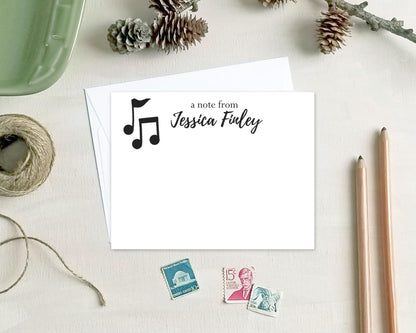 Personalized Note Cards - Music Notes Stationery Gifts for Musicians Teachers