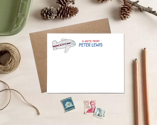 Personalized Note Card Set - Airplane Stationery Gifts for Pilots