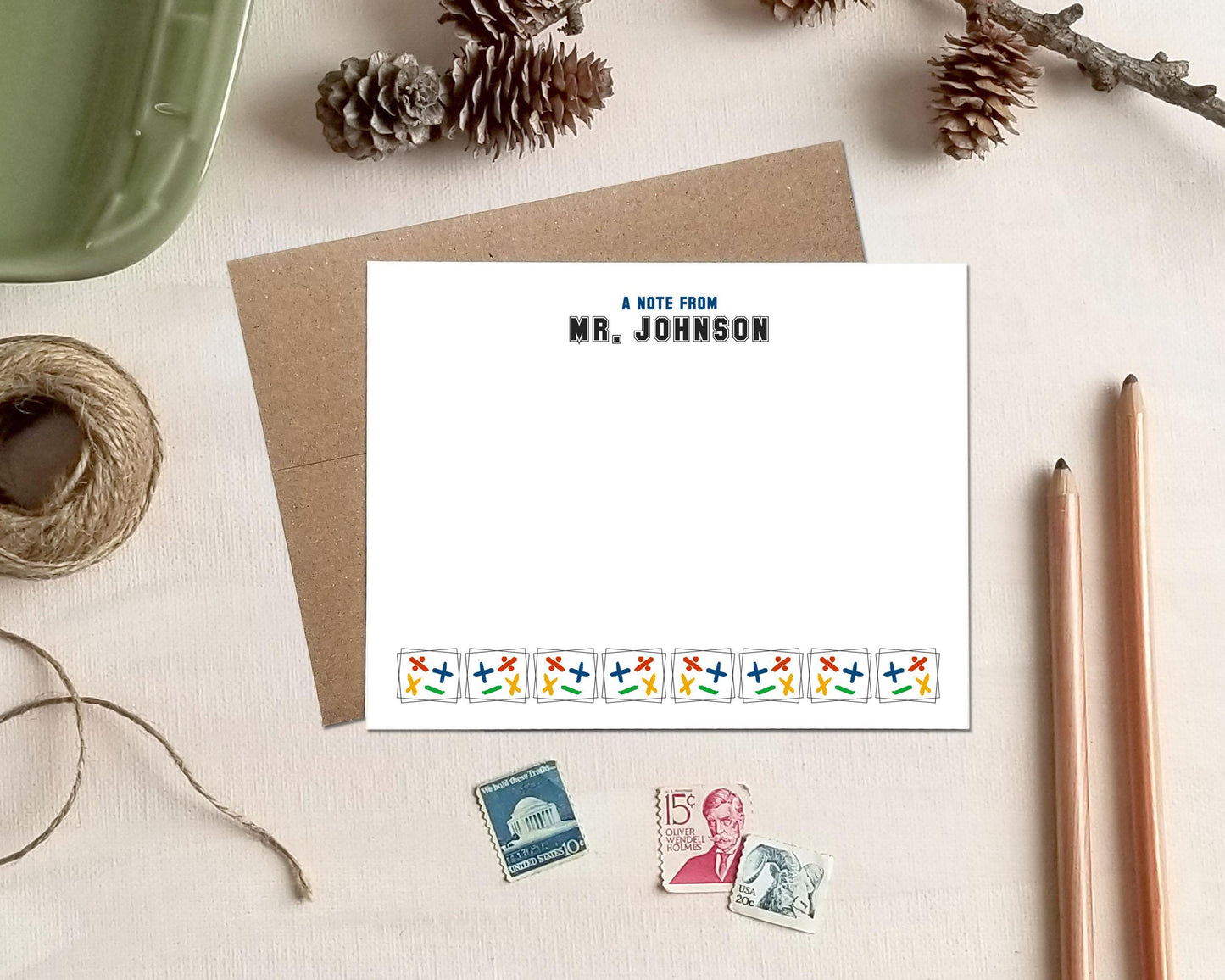 Math Teacher Note Cards - Personalized Stationery for Mathematics Teacher