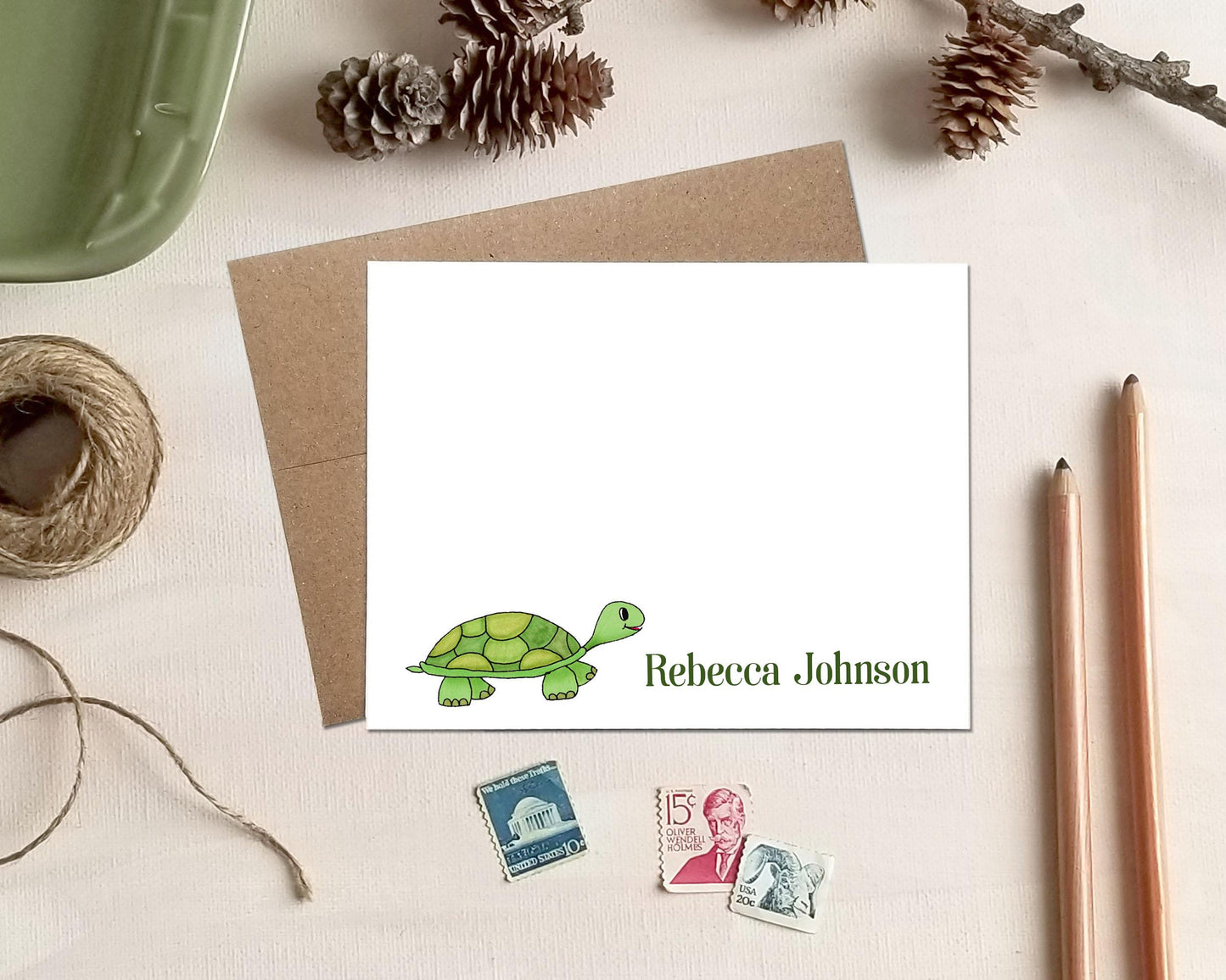 Turtle Note Cards - Personalized Stationery Gifts for Turtle Lovers