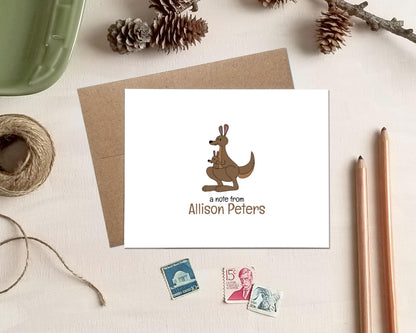 Personalized Note Cards - Kangaroo Stationery Gifts for Kids