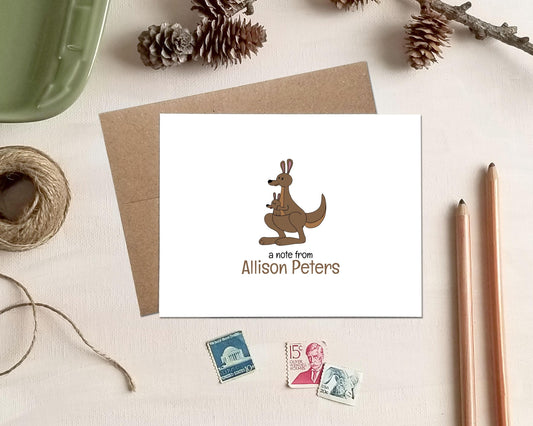 Personalized Note Cards - Kangaroo Stationery Gifts for Kids