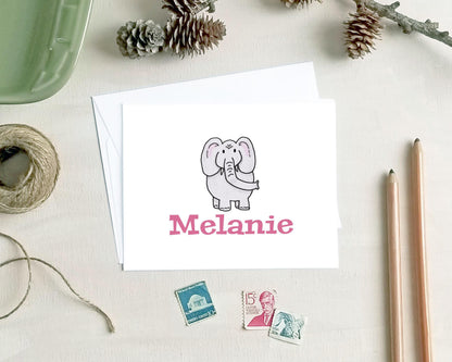 Elephant Note Cards - Personalized Kids Stationery Gifts