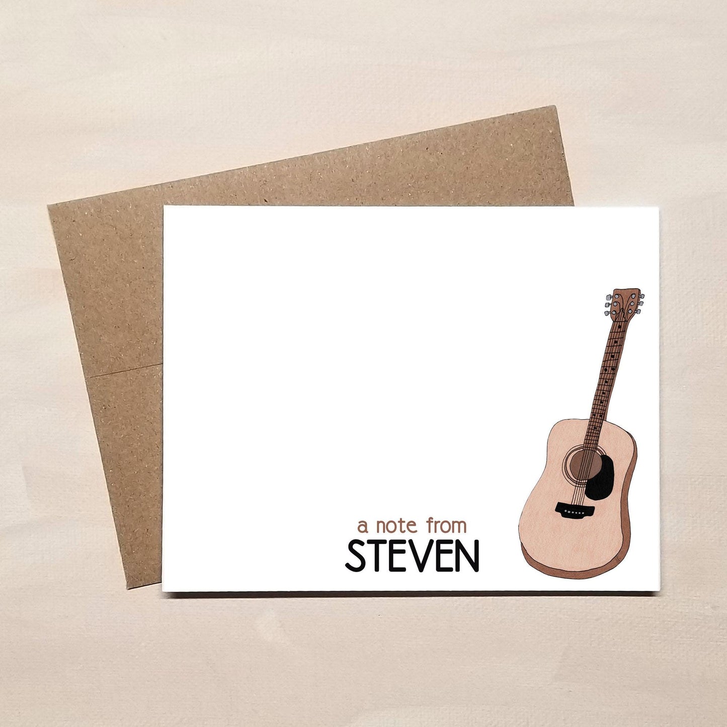 Personalized Note Cards - Guitar Stationery Gift for Musician Teacher