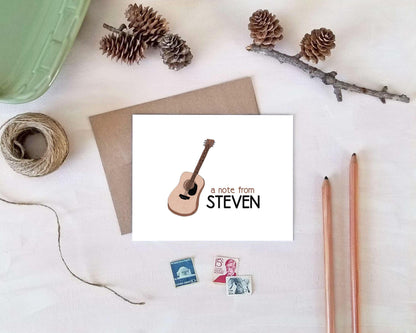 Guitar Note Cards - Personalized Stationery Gifts for Guitarist