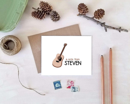Guitar Note Cards - Personalized Stationery Gifts for Guitarist