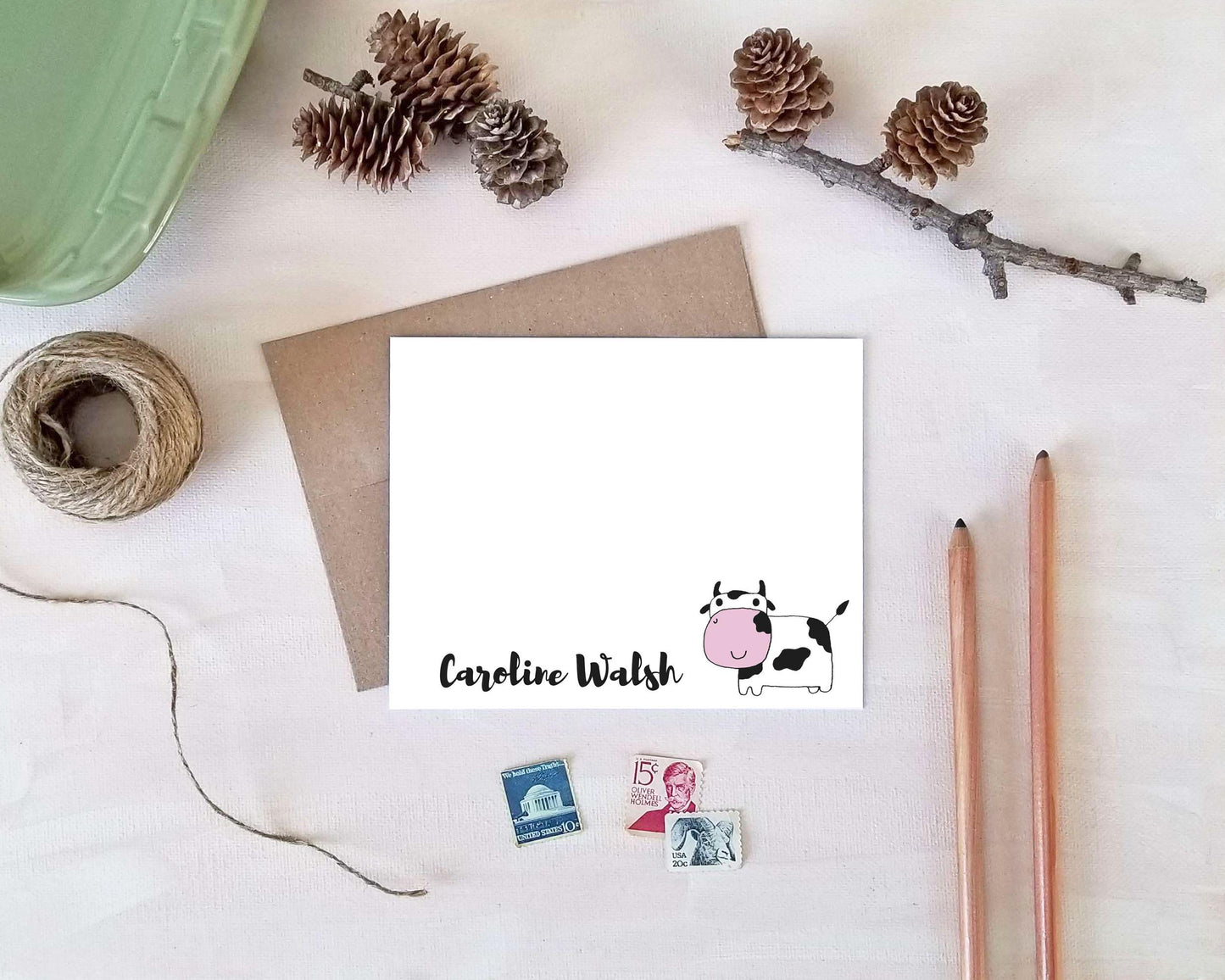 Personalized Cow Note Cards - Farm Stationery - Gifts for Farmers Homesteaders