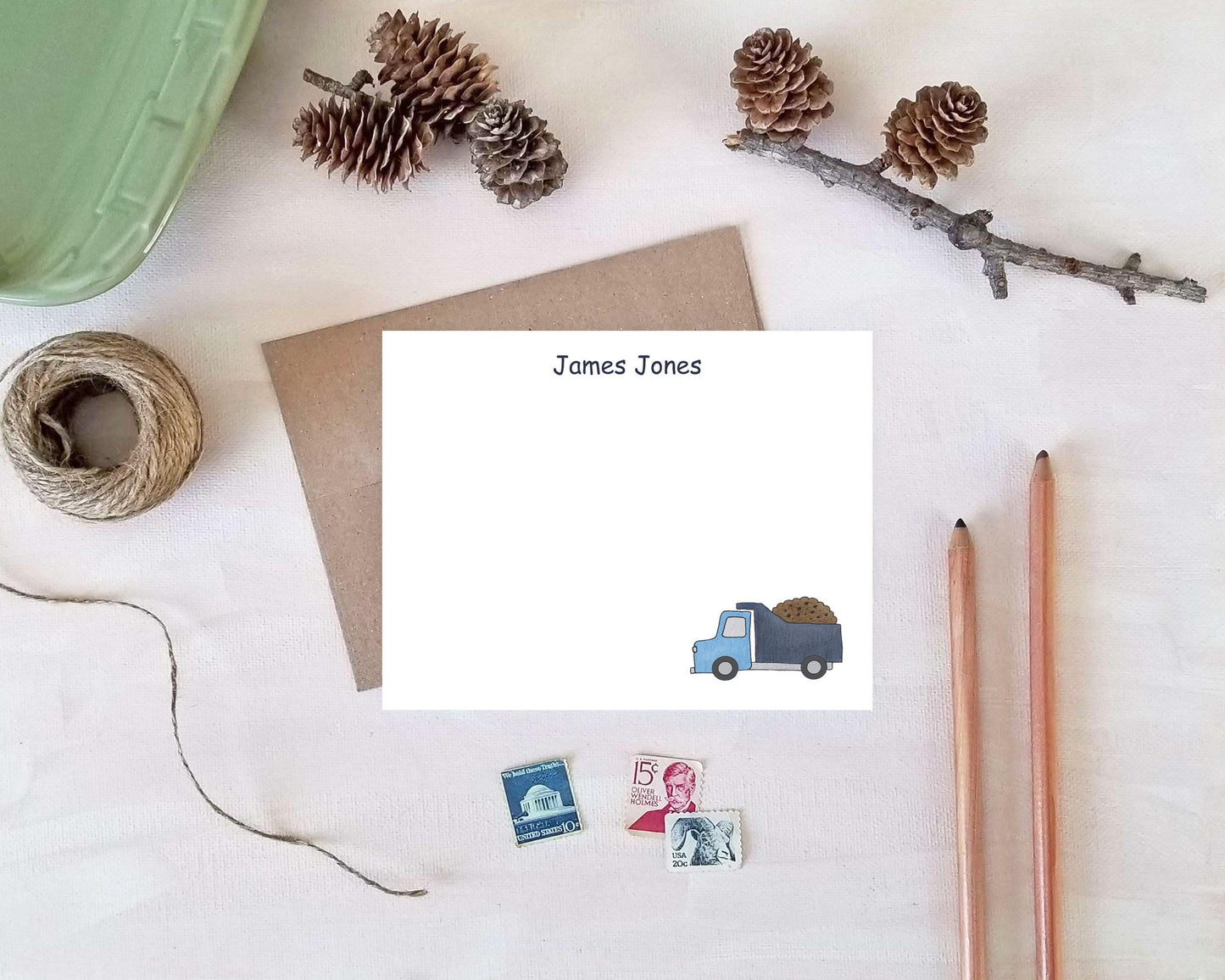 Personalized Dump Truck Note Cards - Stationery Gifts for Truck Drivers