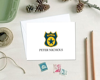 Police Badge Note Cards - Personalized Stationery Gifts for Police Officers Law Enforcement
