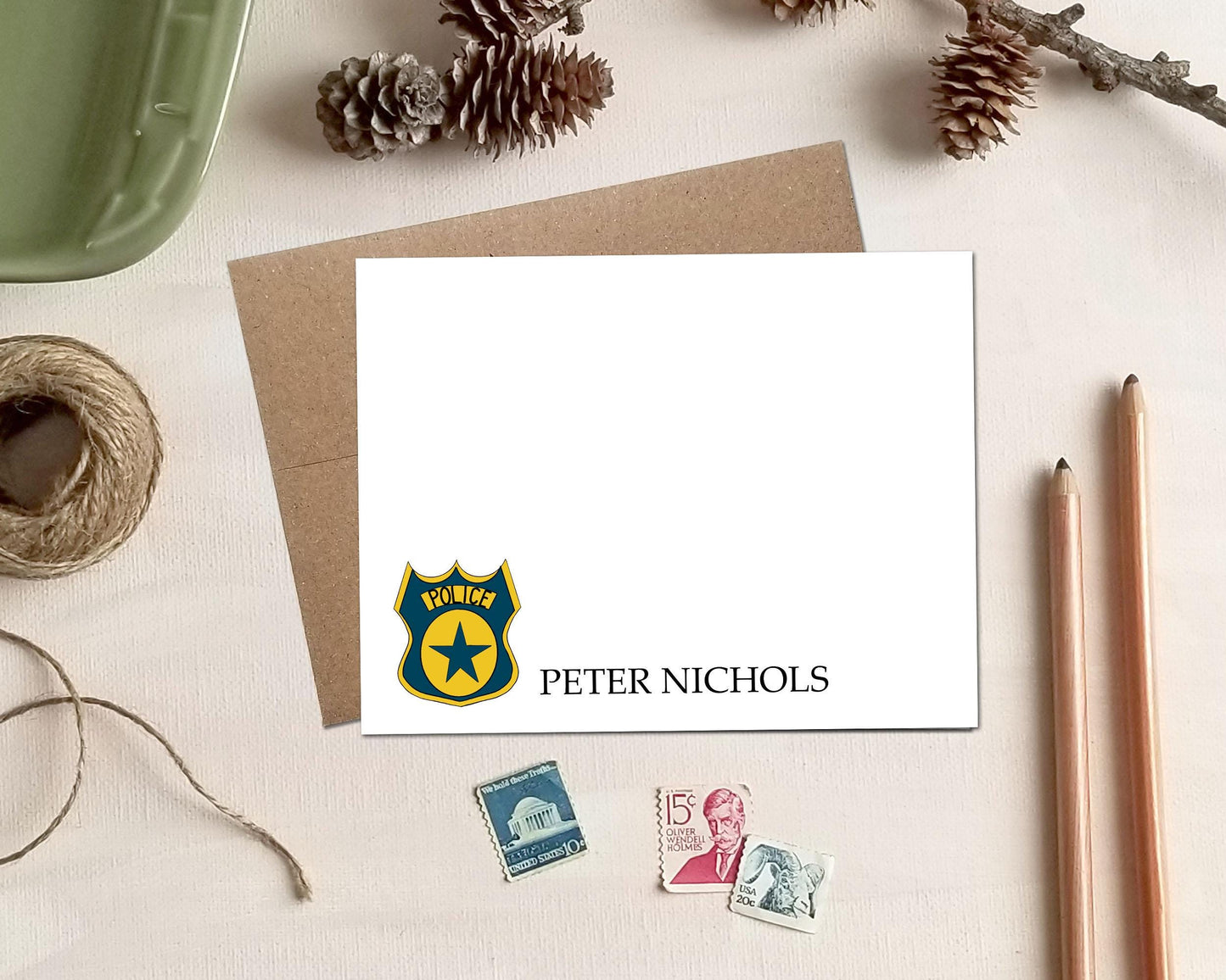 Police Note Cards - Personalized Stationery Gifts for Police Officers