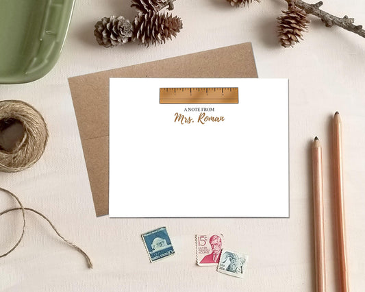 Ruler Note Cards - Personalized Stationery Gifts for Teachers