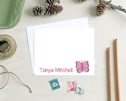 Personalized Note Cards - Butterfly Stationery Gifts for Girls