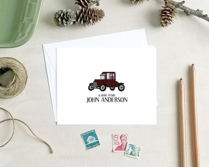 Antique Car Note Cards - Personalized Stationery Gifts for Dad Grandpa Father's Day