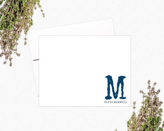 Monogram Note Cards for Men: Personalized Stationery