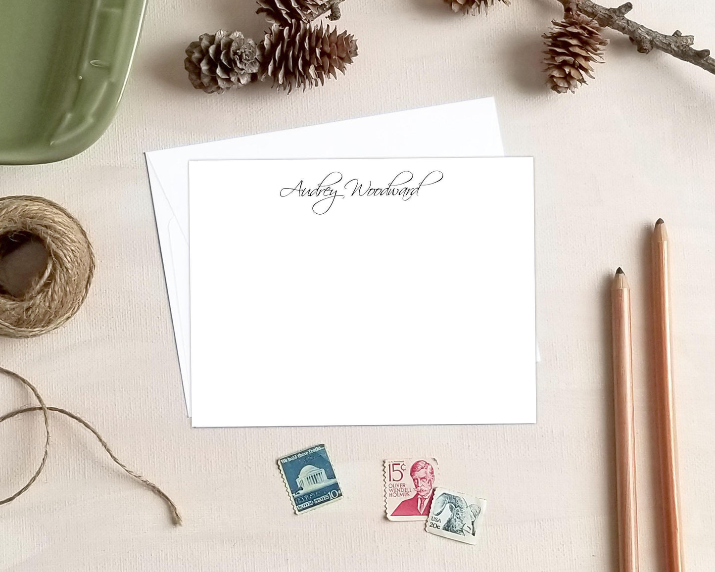 Script Note Cards - Personalized Stationery Set for Women
