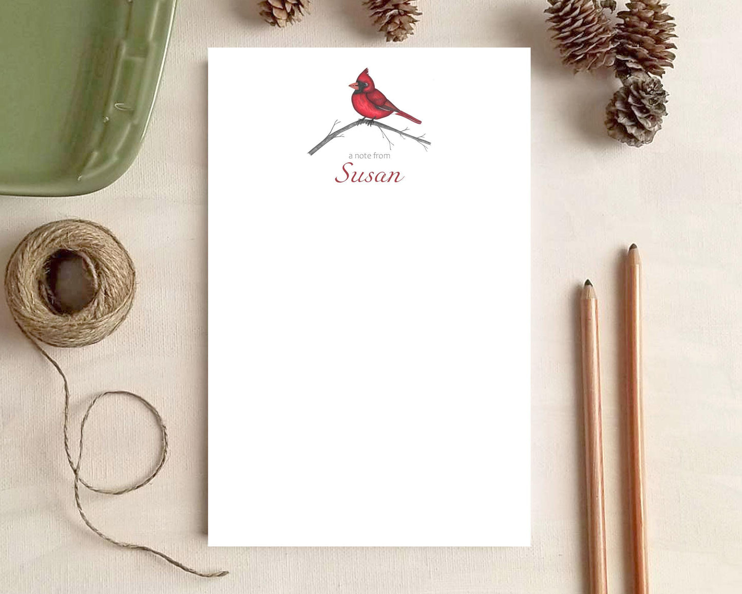 Personalized Notepad - Cardinal Stationery - Gift for Women Mother's Day Mom Grandma
