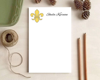 Fleur de Lis Notepad - Custom Stationery Gift for Women - Personalized Notepad