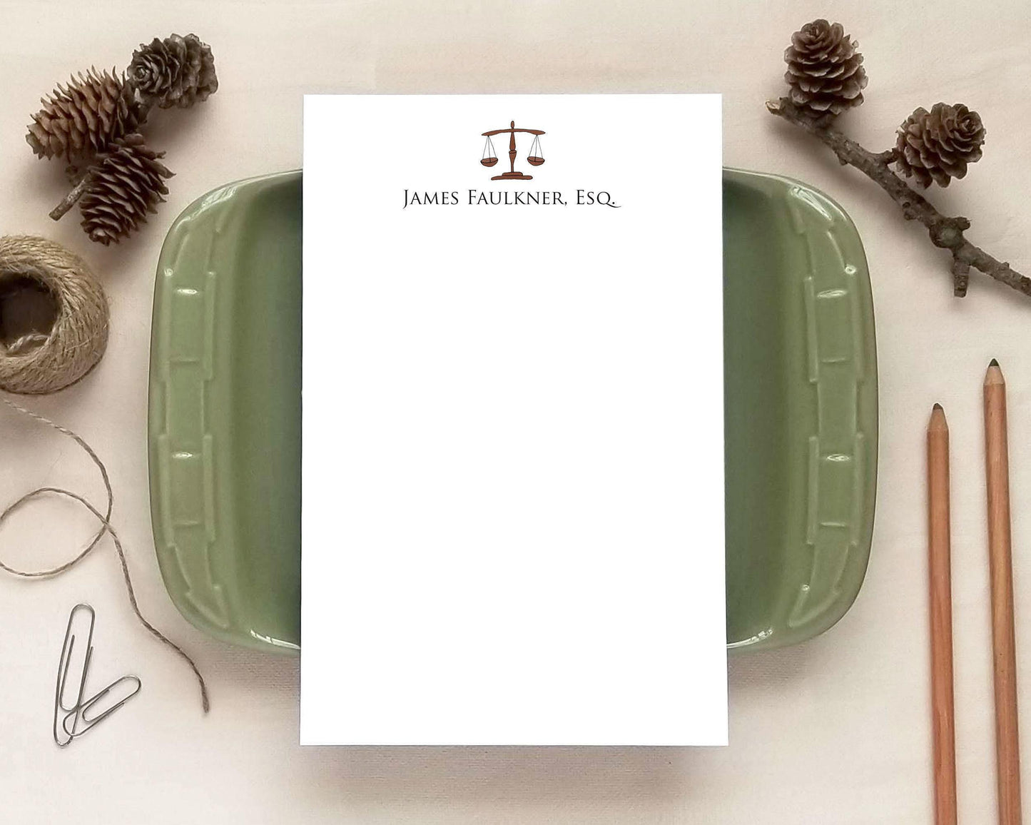 Personalized Notepad - Justice Notepad - Law Stationery Gift for Lawyers and Judges - Law School Graduation Gift