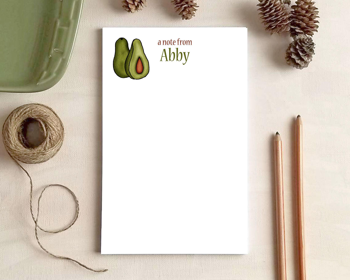 Personalized Notepad - Avocado Stationery - Gift for Women Foodies Mother's Day Mom Grandma