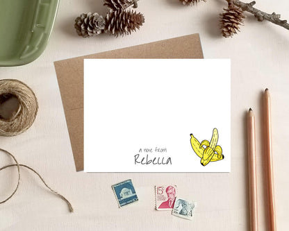 Personalized Note Cards - Banana Stationery Gifts for Mother's Day Foodies Mom Grandma Friend