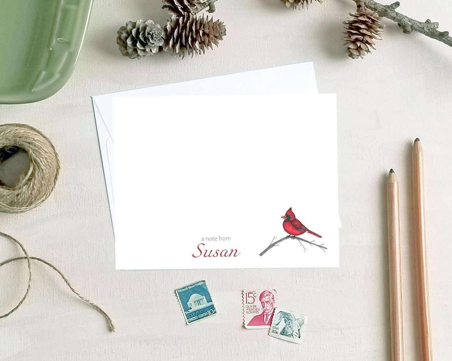 Personalized Cardinal Note Cards - Stationery Gifts for Mother's Day Mom Grandma Friend