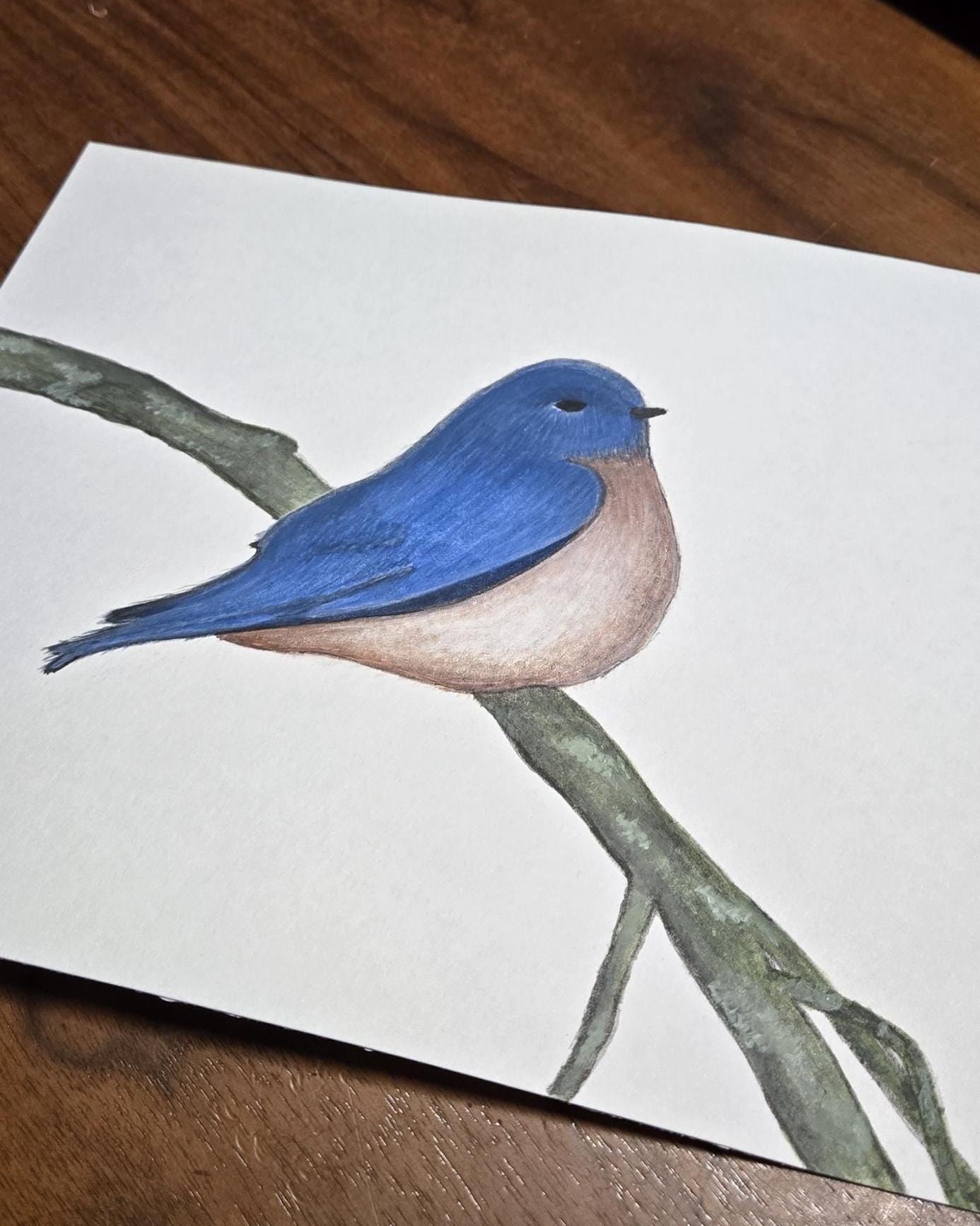 Blue Bird - Watercolor Painting Art Print