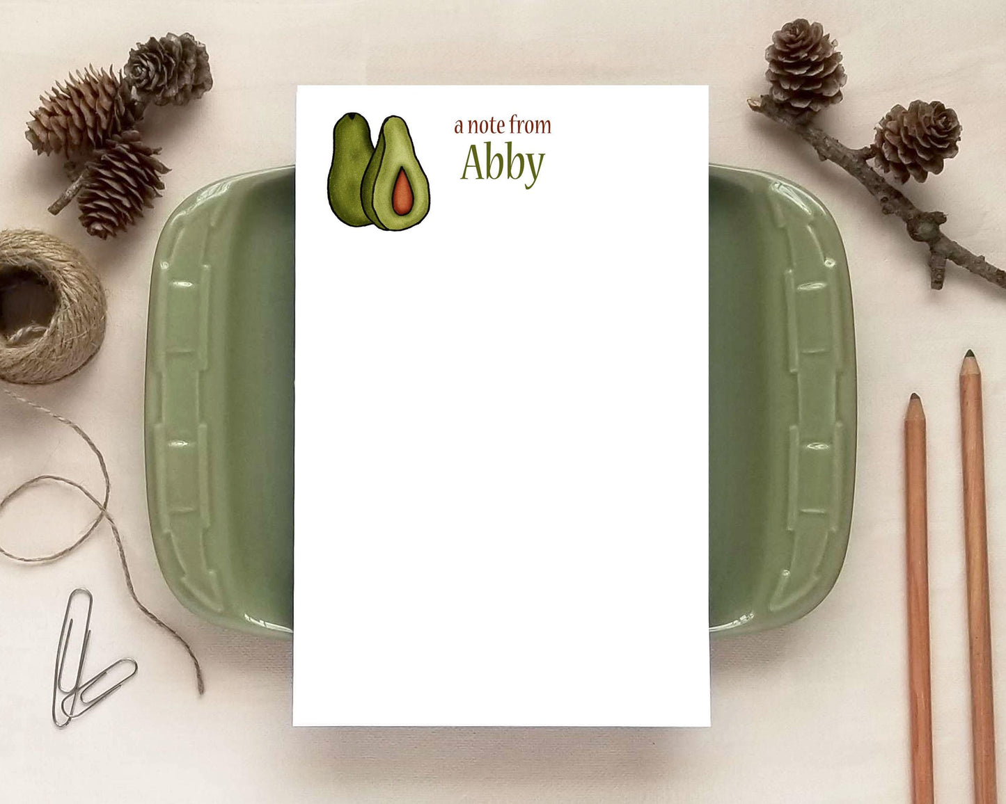 Personalized Notepad - Avocado Stationery - Gift for Women Foodies Mother's Day Mom Grandma