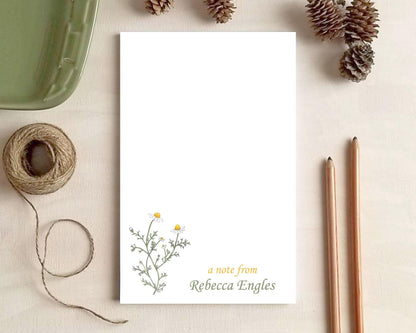 Personalized Notepad - Chamomile Notepad - Herbal Floral Stationery Gift Herbalist