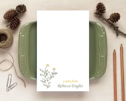 Personalized Notepad - Chamomile Notepad - Herbal Floral Stationery Gift Herbalist
